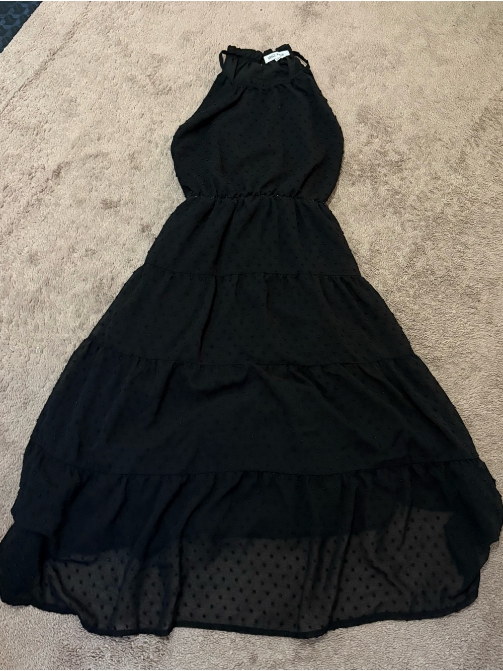 Grace Karin Black Halter Tiered Maxi Dress